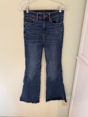 American Eagle Outfitters Dark Blue Flared Y2k Jeans Size 2/26